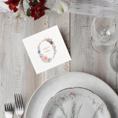 Wedding Napkin with Soft Peach & Blue Flowers Serviette