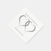 Wedding Napkins Silver Hearts Serviette (Ecke)