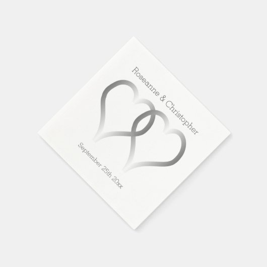 Wedding Napkins Silver Hearts Serviette (Ecke)