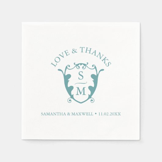 Wedding Napkins Template Custom Monogram Crest Serviette (Vorderseite)