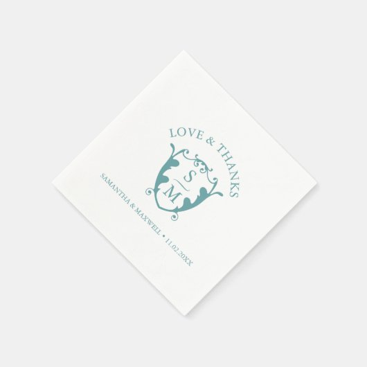 Wedding Napkins Template Custom Monogram Crest Serviette (Ecke)