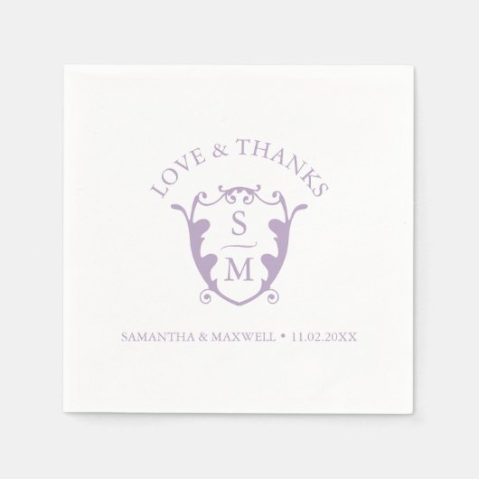 Wedding Napkins Template Custom Monogram Crest Serviette (Vorderseite)