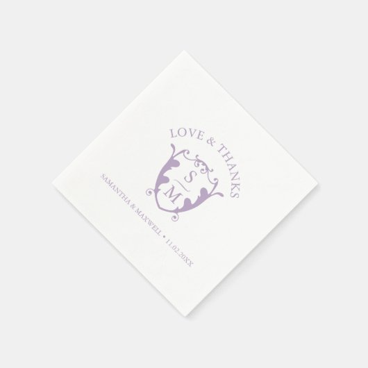 Wedding Napkins Template Custom Monogram Crest Serviette (Ecke)