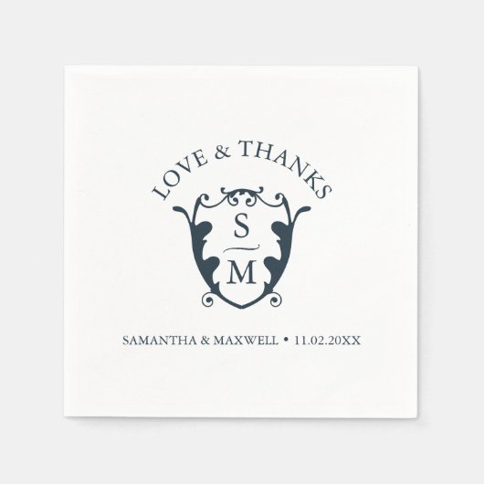Wedding Napkins Template Custom Monogram Crest Serviette (Vorderseite)