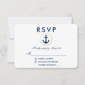 Wedding Nautical Blue Anchor UAWG RSVP Karte (Vorderseite)