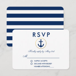 Wedding Nautical Blue Anchor UAWG RSVP Karte