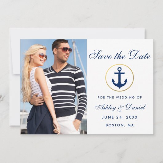 Wedding Nautical Blue Save the Date Foto (Vorderseite)