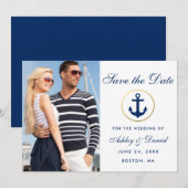 Wedding Nautical Blue Save the Date Foto (Vorne/Hinten)