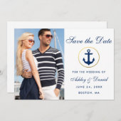 Wedding Nautical Blue Save the Date Foto W (Vorne/Hinten)