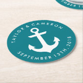 Wedding Nautical Runder Pappuntersetzer (Angewinkelt)