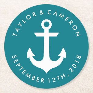 Wedding Nautical Runder Pappuntersetzer