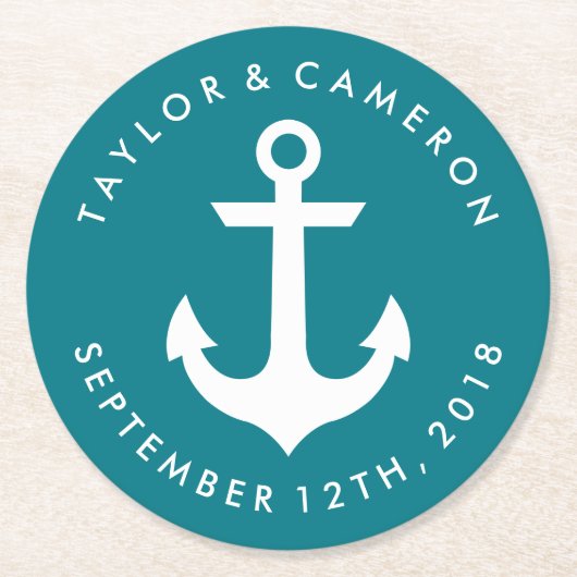 Wedding Nautical Runder Pappuntersetzer (Vorderseite)