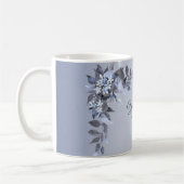 Wedding Navy Blue Floral Silver Gray Party Elegant Kaffeetasse (Links)