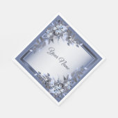 Wedding Navy Blue Floral Silver Gray Party Elegant Serviette (Ecke)