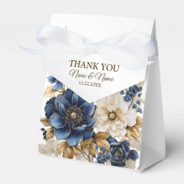 Wedding Navy Blue White Golden Floral Silver Geschenkschachtel