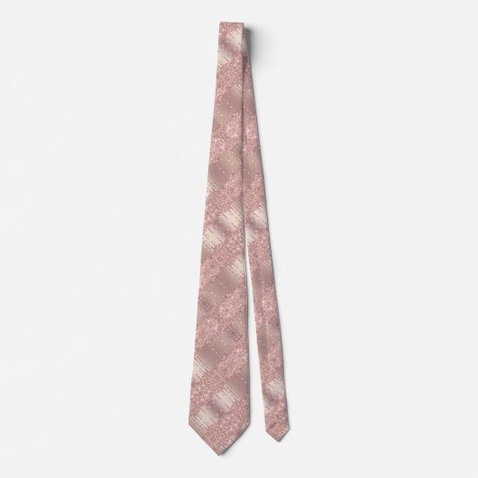 Wedding Neck Tie - Rose Gold Blush Sparkle Tropfen Krawatte (Vorderseite)