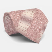 Wedding Neck Tie - Rose Gold Blush Sparkle Tropfen Krawatte (Gerollt)
