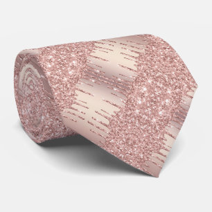 Wedding Neck Tie - Rose Gold Blush Sparkle Tropfen Krawatte