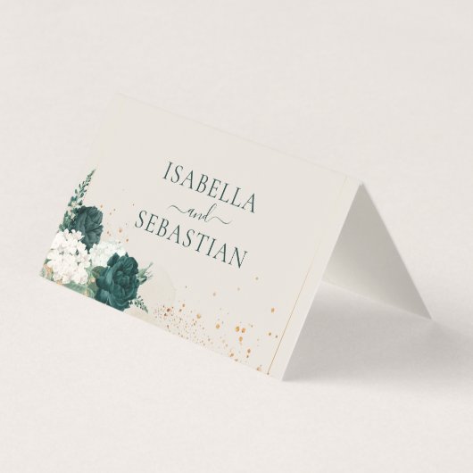 Wedding Neutral Cream QR Emerald Green Rose Floral (Rückseite)