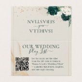 Wedding Neutral Cream QR Emerald Green Rose Floral (Außenseite Aufgefaltet)
