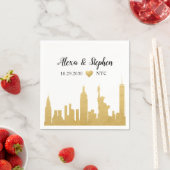 Wedding New York City Heart NYC Skyline Gold Serviette (Beispiel)
