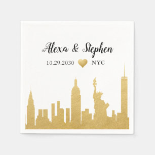 Wedding New York City Heart NYC Skyline Gold Serviette