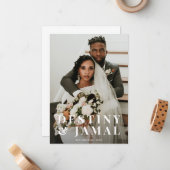 Wedding Newlyweds Couple Foto Mitteilungskarte (Vorderseite/Rückseite Beispiel)