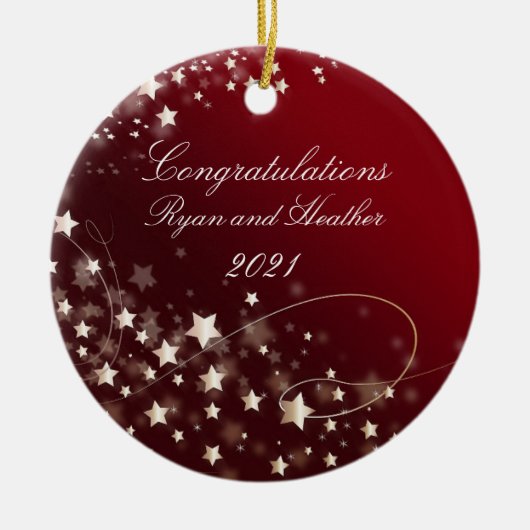 Wedding Newlyweds Verlobung New Zuhause Red Keramik Ornament (Vorne)