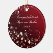 Wedding Newlyweds Verlobung New Zuhause Red Keramik Ornament (Links)