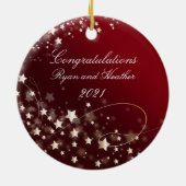 Wedding Newlyweds Verlobung New Zuhause Red Keramik Ornament (Hinten)