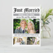 Wedding News Wedding - White Einladung (Stehend Vorderseite)