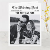 Wedding Newspaper Program Classic Black & White  Karte (Gelbe Blume)