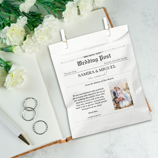 Wedding Newspaper Vielen Dank Foto Elegant Classic Geschenktütchen