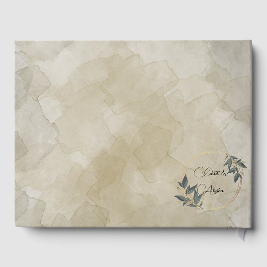 Wedding Olive Wreath Personalisiert Gästebuch (Rückseite)