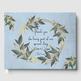 Wedding Olive Wreath Personalisiert Gästebuch