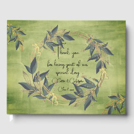 Wedding Olive Wreath Personalisiert Gästebuch