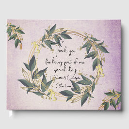 Wedding Olive Wreath Personalisiert Gästebuch