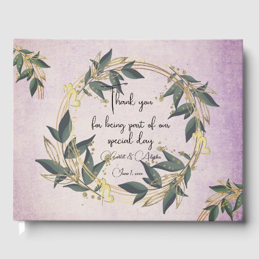 Wedding Olive Wreath Personalisiert Gästebuch (Vorderseite)