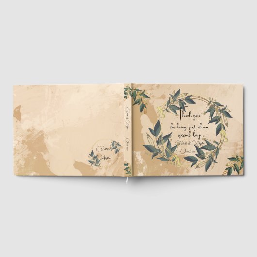 Wedding Olive Wreath Personalisiert Gästebuch (Voll)