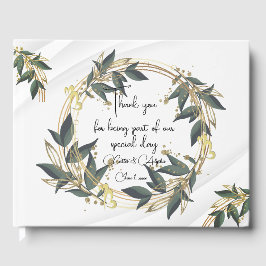 Wedding Olive Wreath Personalisiert Gästebuch