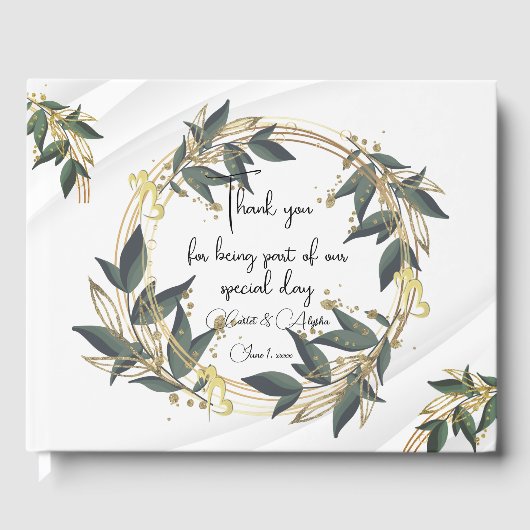 Wedding Olive Wreath Personalisiert Gästebuch (Vorderseite)