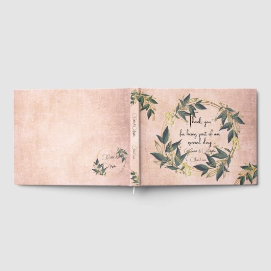 Wedding Olive Wreath Personalisiert Gästebuch (Voll)