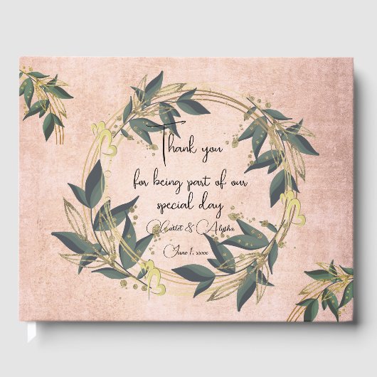 Wedding Olive Wreath Personalisiert Gästebuch (Vorderseite)