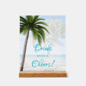 Wedding Open Bar Palm Trees Acrylic Sign Acrylschild (Vorderseite)