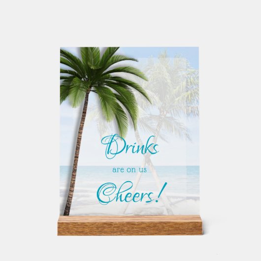 Wedding Open Bar Palm Trees Acrylic Sign Acrylschild (Vorderseite)