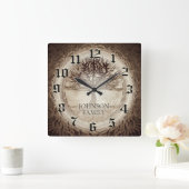 Wedding or Anniversary Family Tree Quadratische Wanduhr (Zuhause)