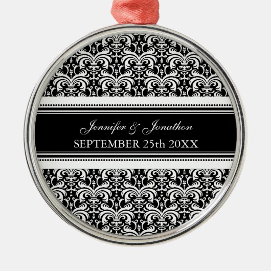 Wedding Ornament Favor Black and White Damask (Vorne)