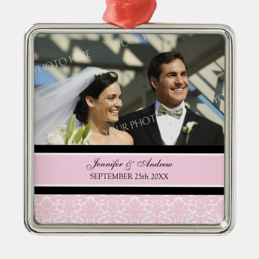 Wedding Ornament Favor Pink Black Damask (Vorne)