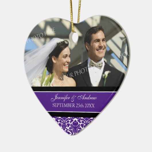 Wedding Ornament Favor Plum Black Damask (Links)
