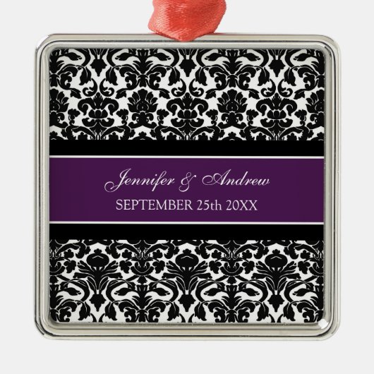 Wedding Ornament Favor Plum Black Damask (Vorne)